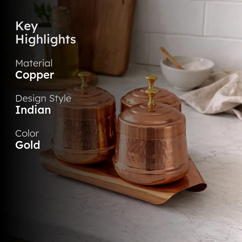 SoftHue Copper Dryfruit Containers - Set Of Three media 2