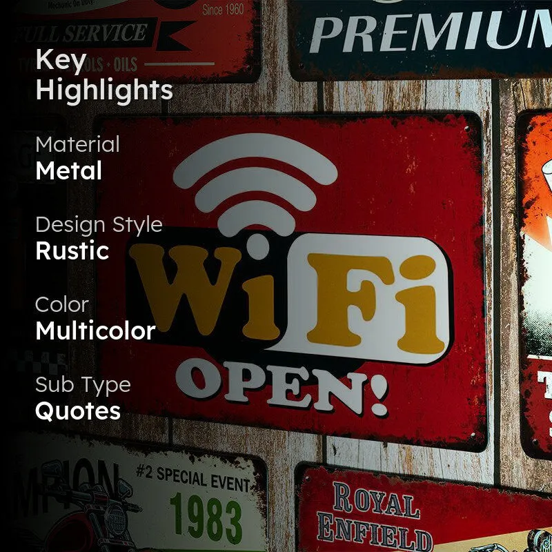 Open Wifi Retro Metal Wall Accent media 2