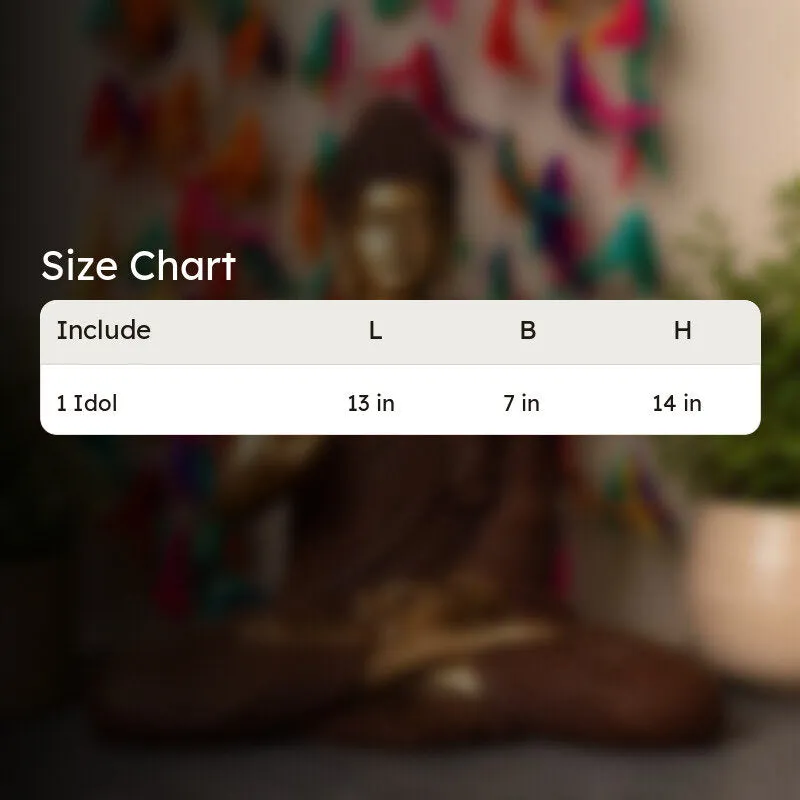 Size chart graphic for Buddha idol