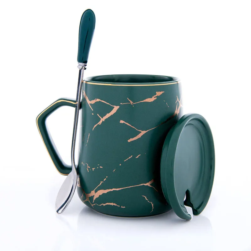 Goldira Glam Green Mug And Tray (400 ML) - Five Piece Set media 4