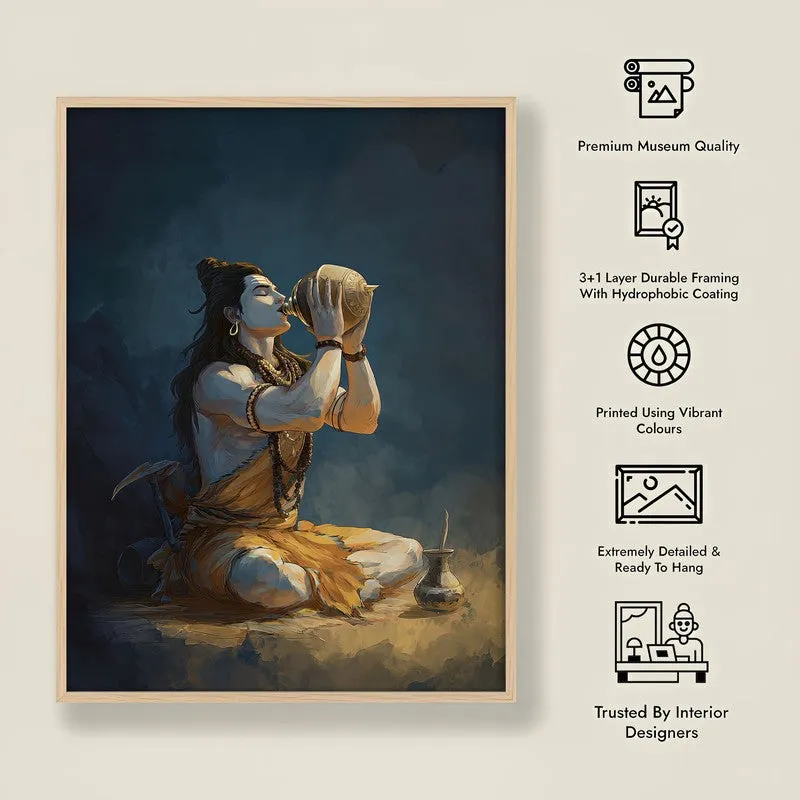 Lord Shiva with Kamandalu Divine II Archival Paper Wall Art - Natural Brown Frame media 8