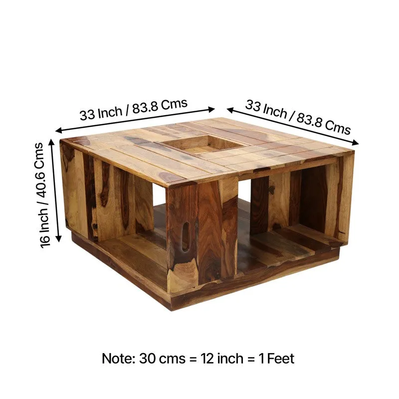 Uervon Sheesham Wooden Center Table - Brown media 9