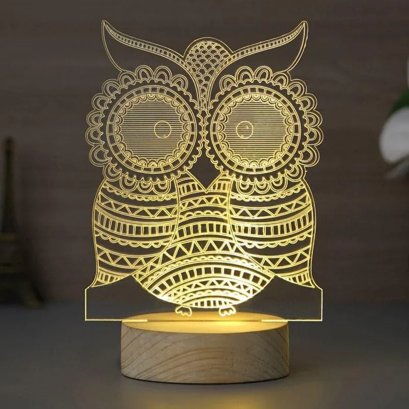 Indie Owl Luminance LED Acrylic Table Lamp - Brown media 1