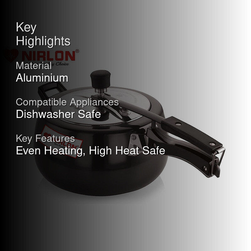 Nirlon Hard Aluminum Anodized Pressure Cooker - 5000 mL/ 7 Inches media 2