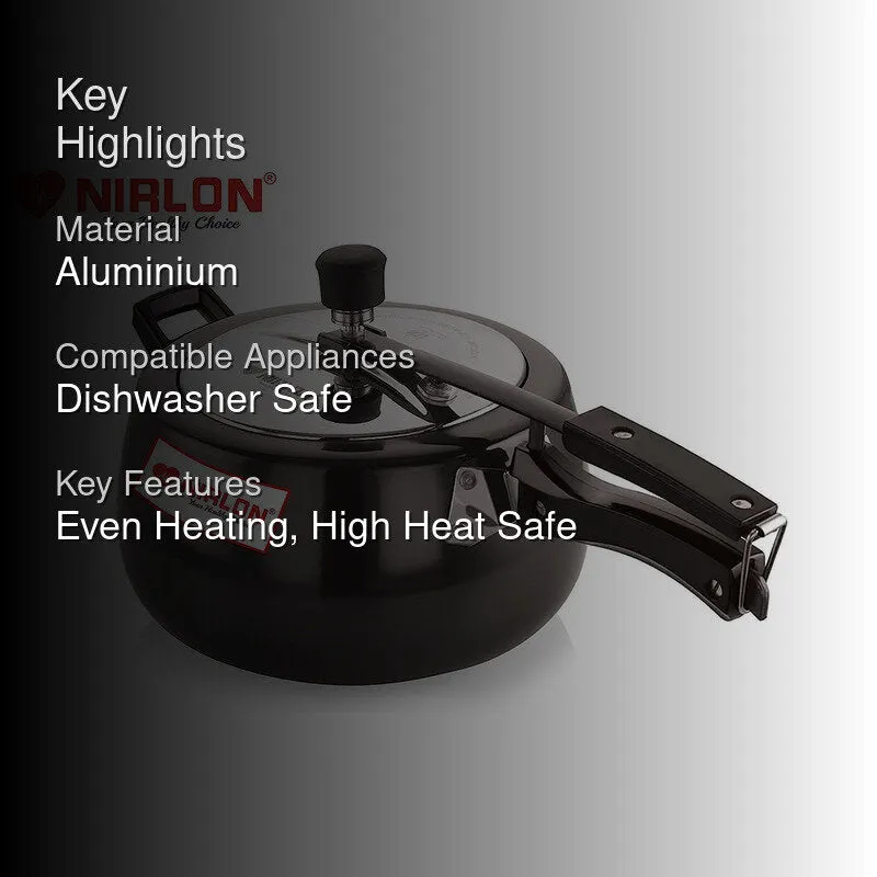 Nirlon Hard Aluminum Anodized Pressure Cooker - 5000 mL/ 7 Inches media 2