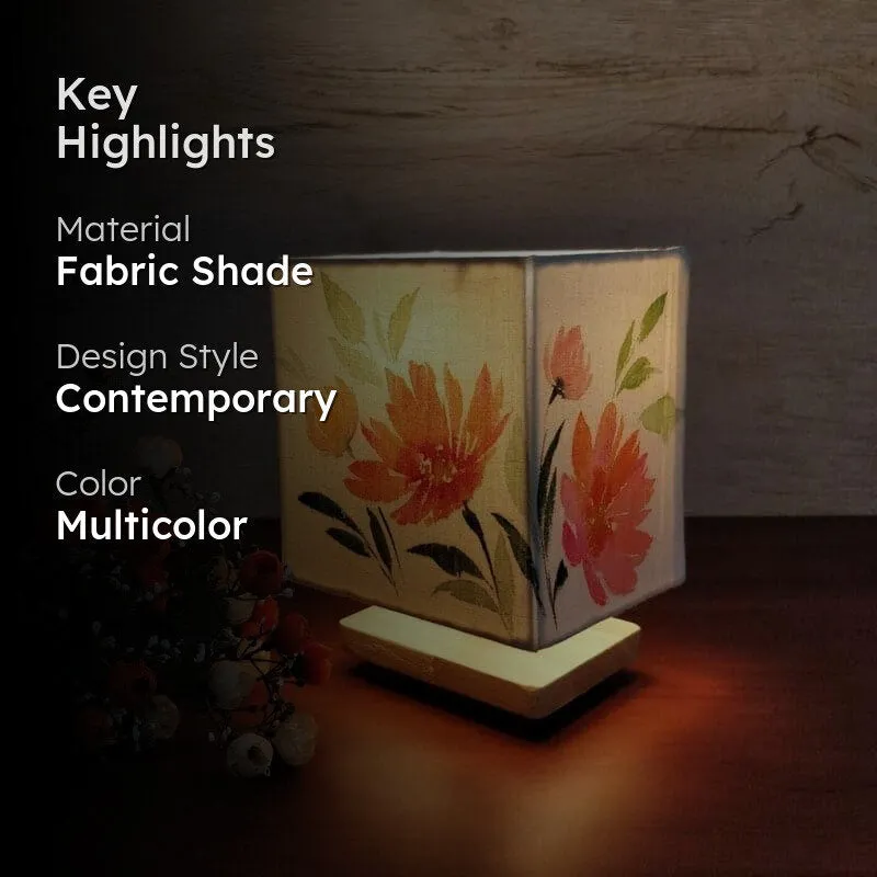 Pashto Flora Handpainted Fabric Table Lamp - Multicolor media 2
