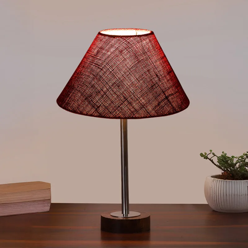 Sienna II Rodin Wooden Table Lamp - Maroon,Silver,Brown media 2