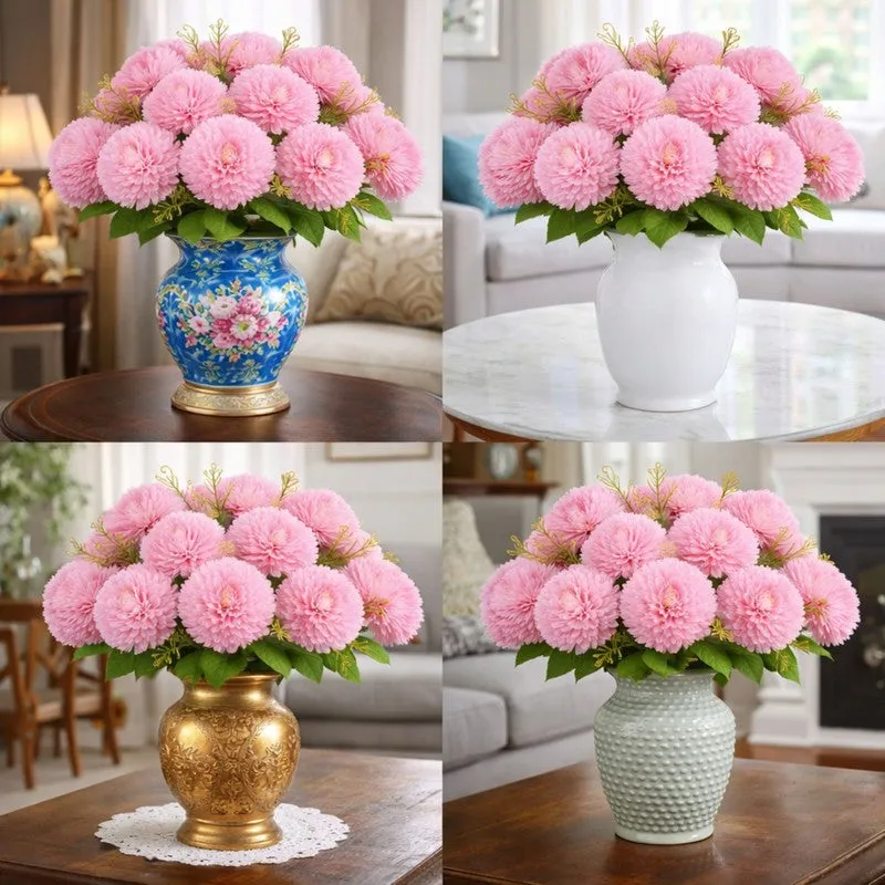 Florisse Artificial Hydrangea Flower (Pink) - Set Of Four media 3