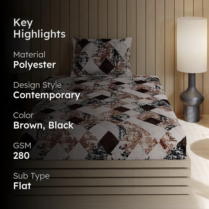 Monte Carlo Urban Diamond Bedsheet (Brown,Black) - 280 GSM media 2