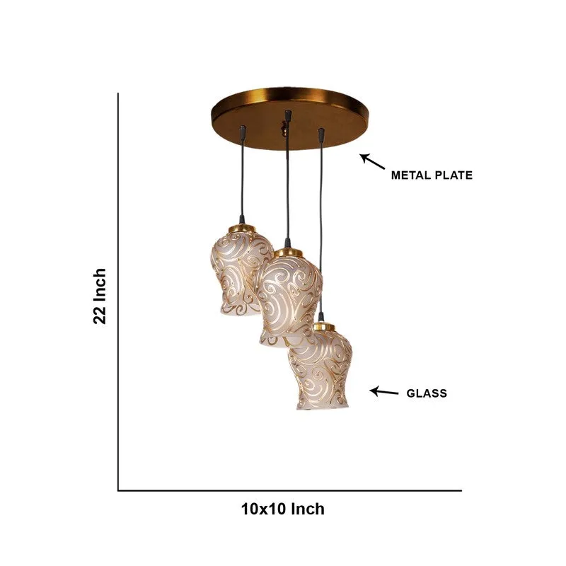 Zariya Glass Ceiling Lamp - White & Gold media 6