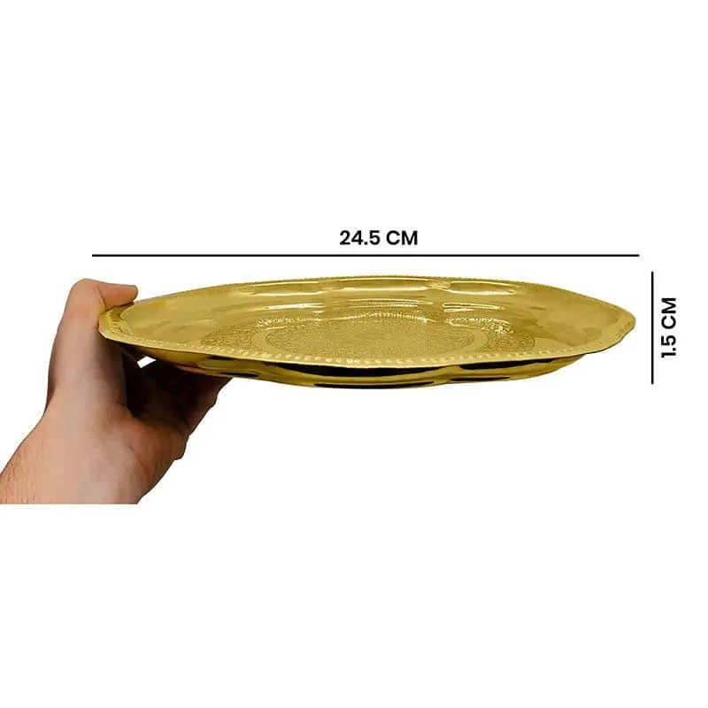 Decorative Engraved Floral Brass Pooja Thali media 5