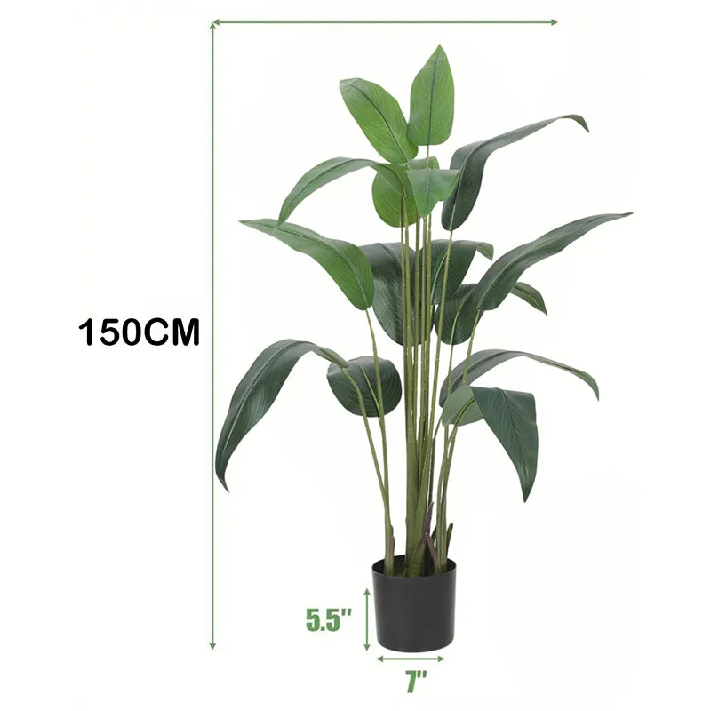 Viridin  Artificial Banana Plant With Black Plastic Pot - 5 Feet media 6
