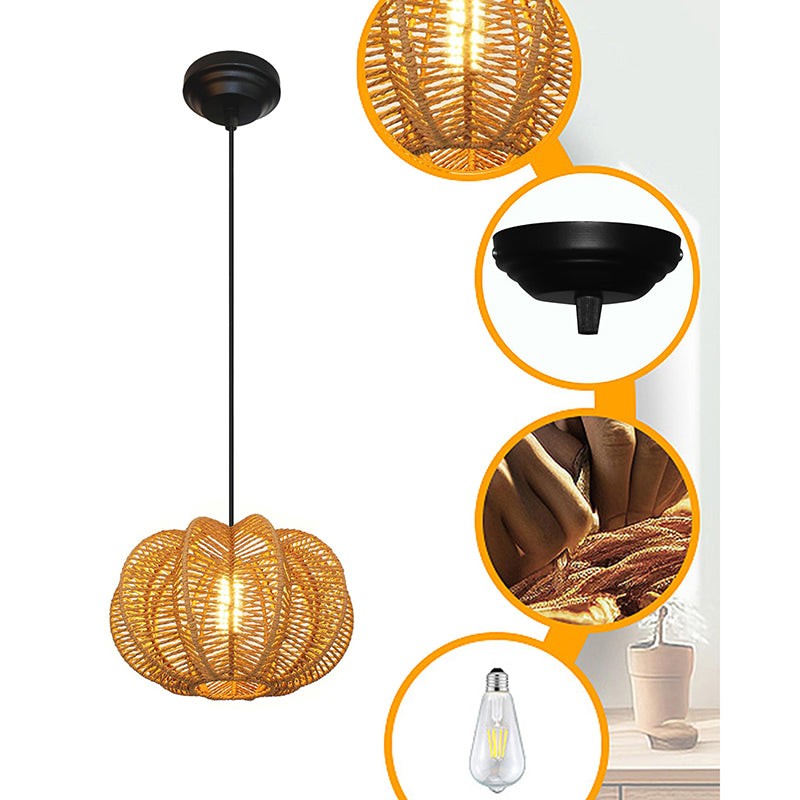 Casa Cane Raffia Round Ceiling Lamp - Beige media 6