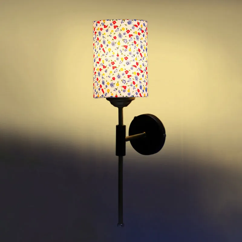Beryll Tiny Fleur Cylindrical Steel & Cotton Wall Lamp media 5