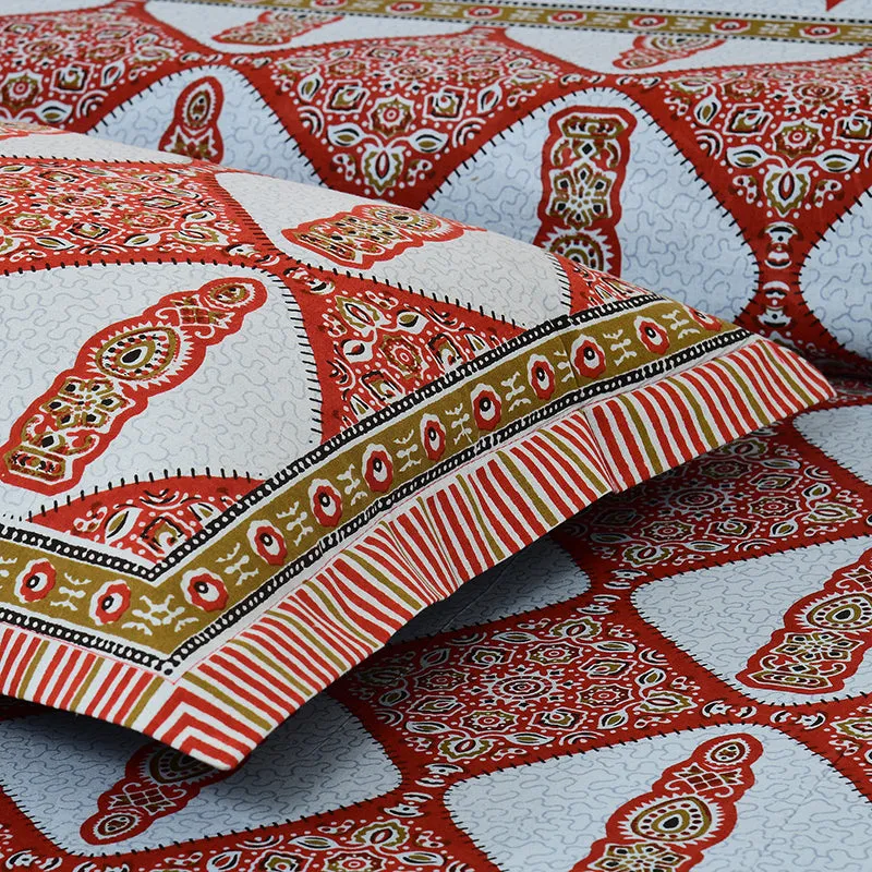 Balla Ethnic Cotton Bedsheet (Red & Blue) - 180 TC media 5