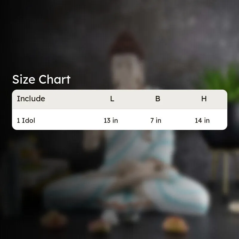 Size chart graphic for Buddha idol