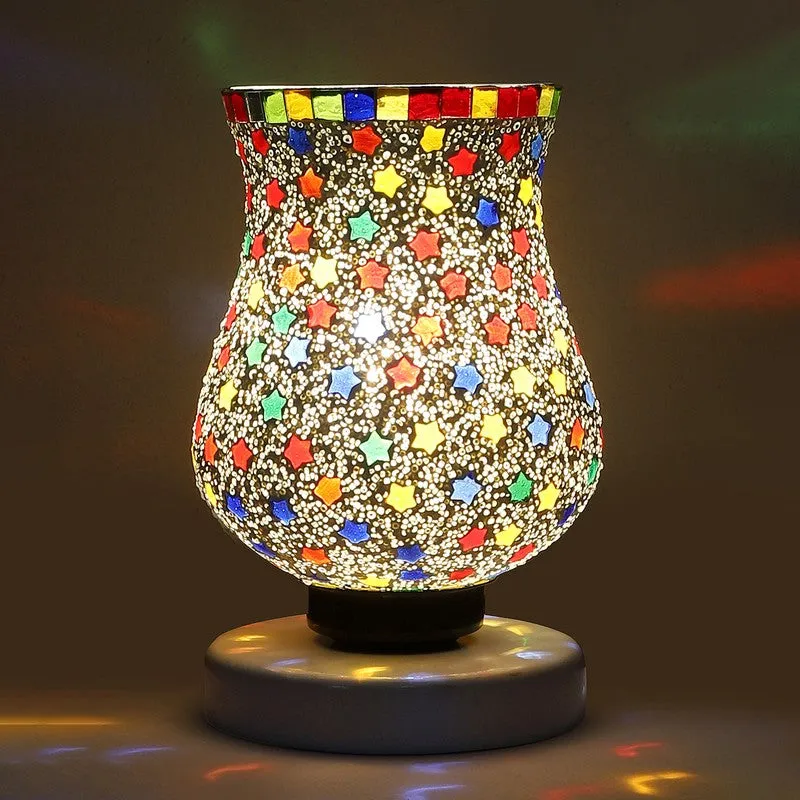 Lunexa Mosaic Glass Table Lamp With Wooden Base - Multicolor media 6