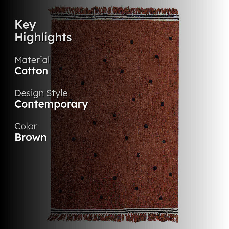 Polka Drops Tufted Cotton Area Rug - Brown media 2