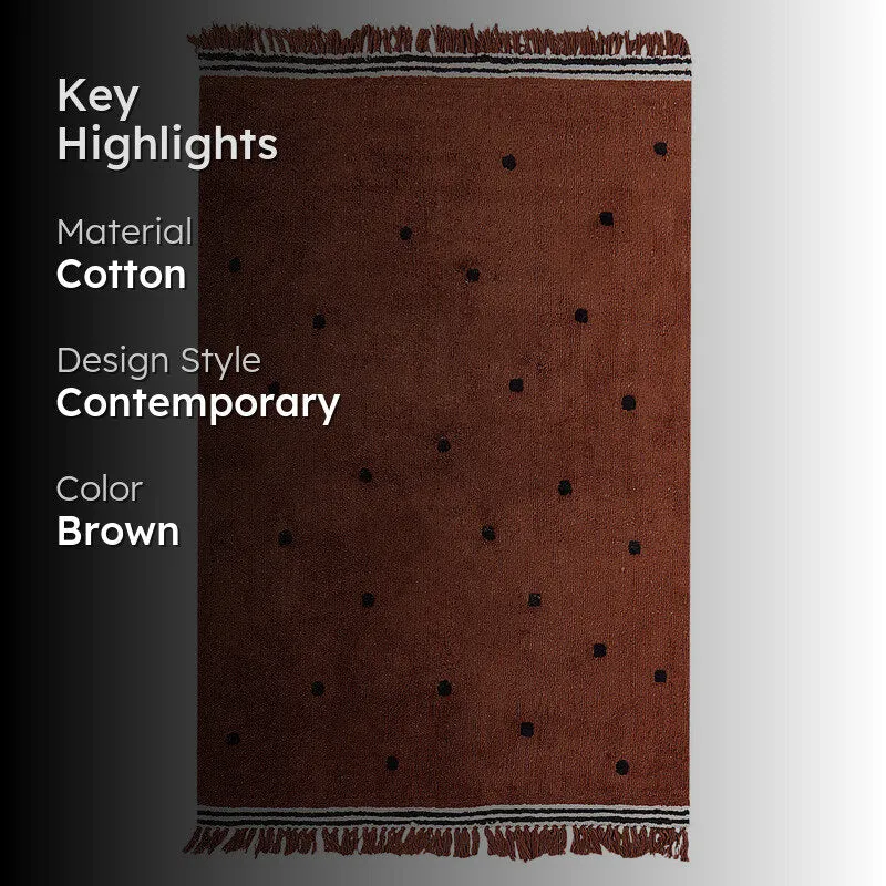 Polka Drops Tufted Cotton Area Rug - Brown - 2