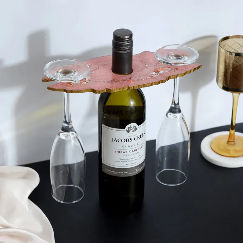 Resinor Wine Bottle & Glass Holder - Pink media 1