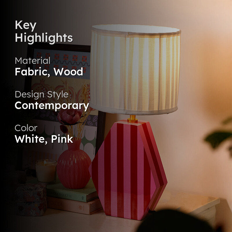 The Wishing Chair Thimble Fabric Table Lamp - White,Pink media 2