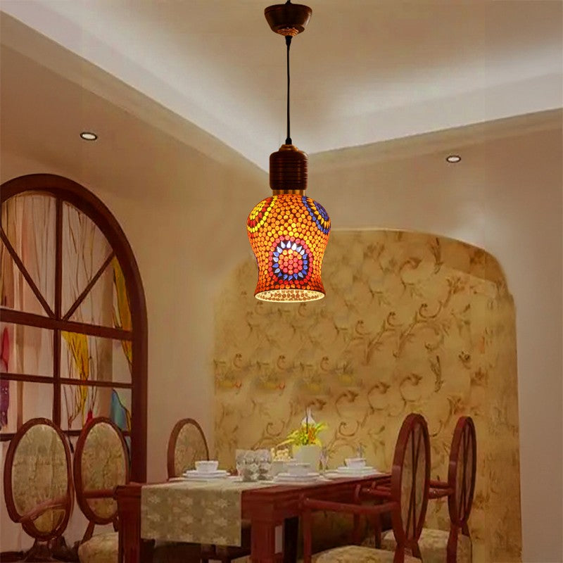 Mosaic Bell Pendant Wooden Ceiling Lamp