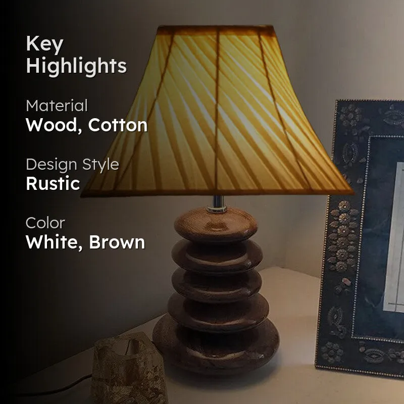 Glymora Cotton Table Lamp With Wooden Base - White media 2
