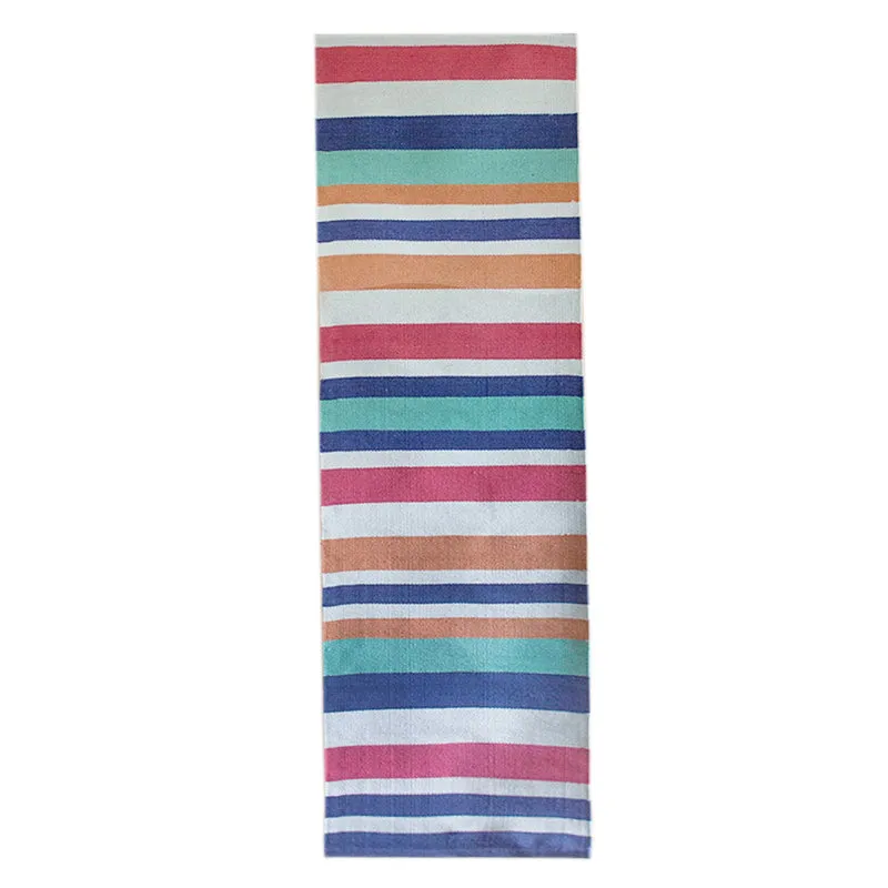 Sea Breeze Stripes Woven Bedside Cotton Rug media 1
