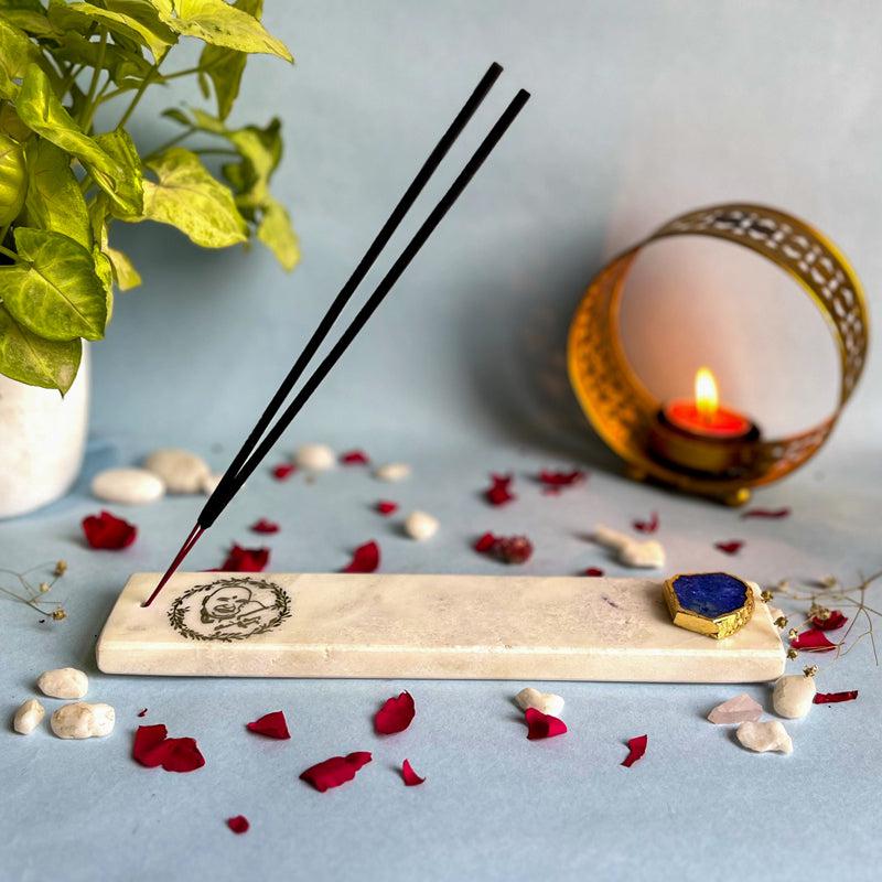 Guruji Marble Incense Holder With Agate Plating - Blue media 3