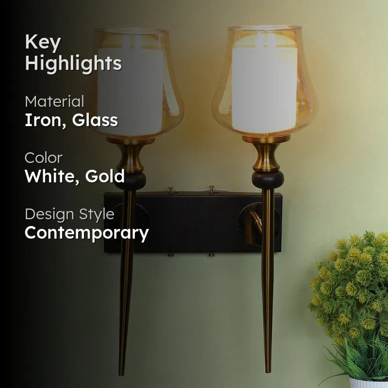 Alankrita Glass Shade Wall Lamp With Iron Base media 2