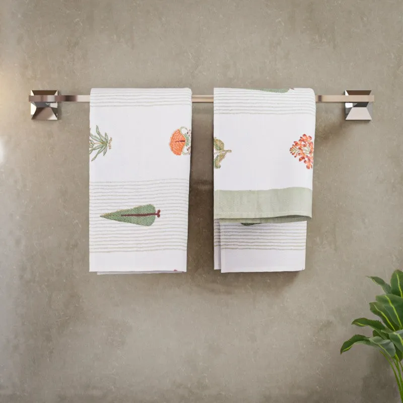 Jungle Fern Cotton Hand Towel (Green) - Set Of Two media 3