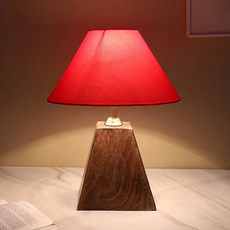 Torou Obelisk Solid Mango Wood Table Lamp - Red,Brown media 4