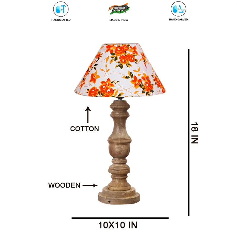 Fleur Cone Carve Wooden Table Lamp - Multicolor media 7