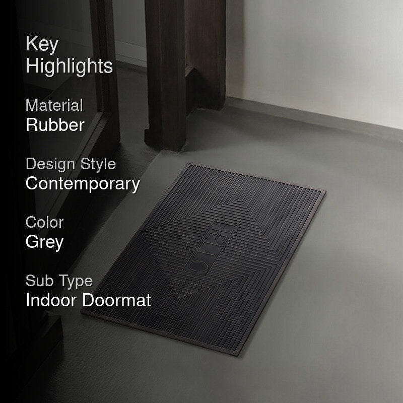 Zaro Abstract Rubber Door Mats - Grey media 2