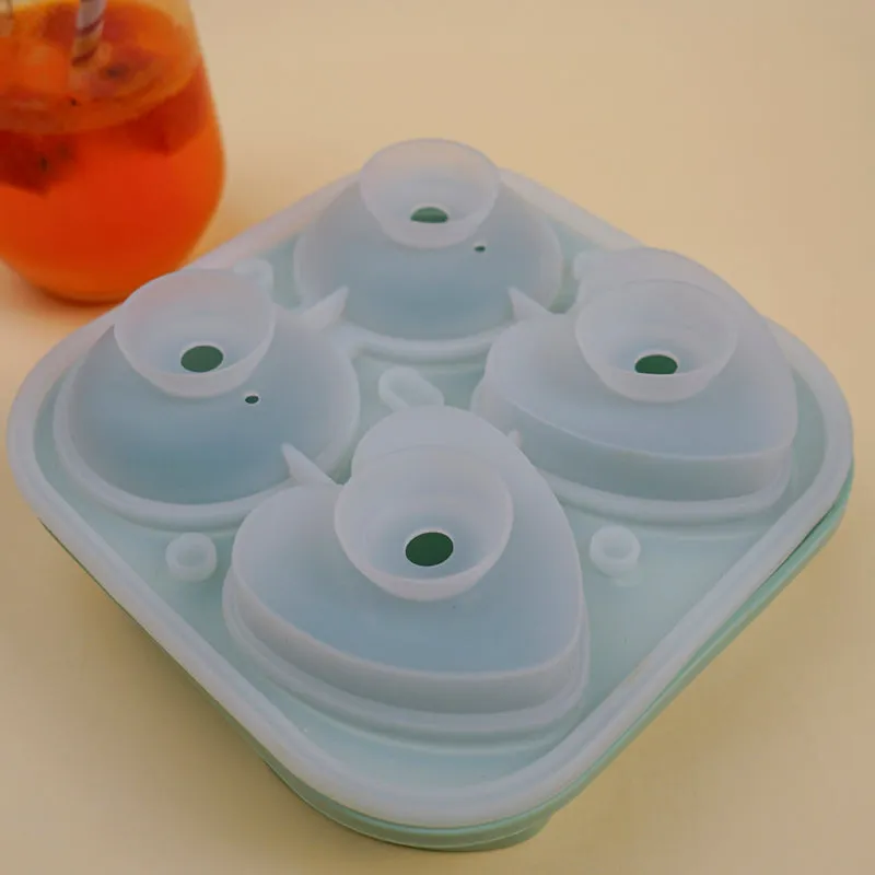 Rose Heart Silicone 4-Cube Ice Mould - Green media 5
