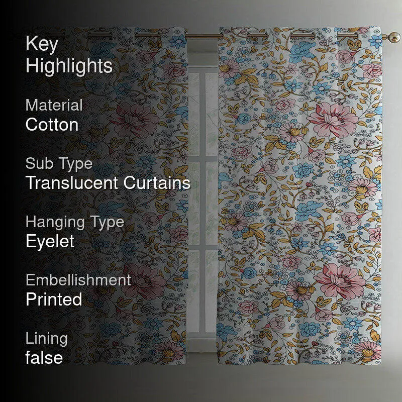 Clémence Floral Cotton Curtain - Set Of Two media 2
