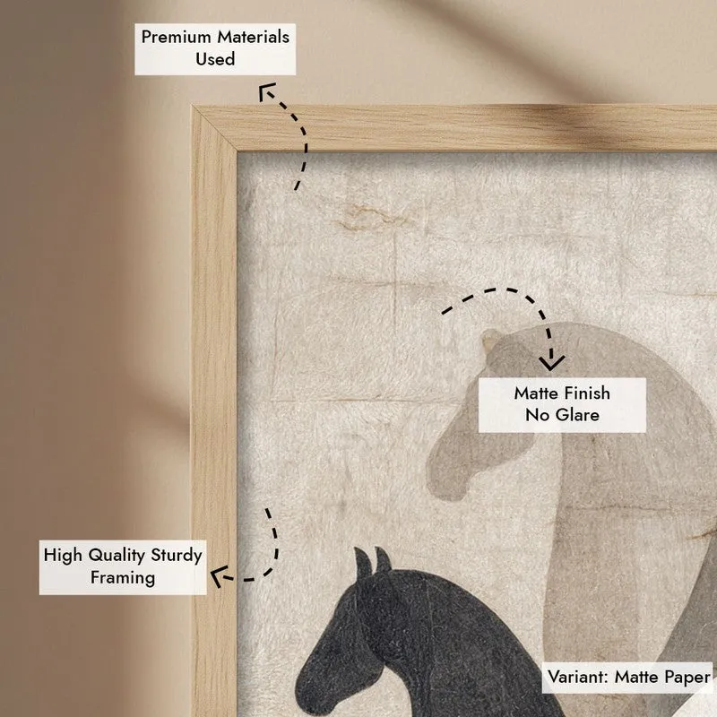 Abstract Horse Collective Wall Painting With Brown Frame media 9