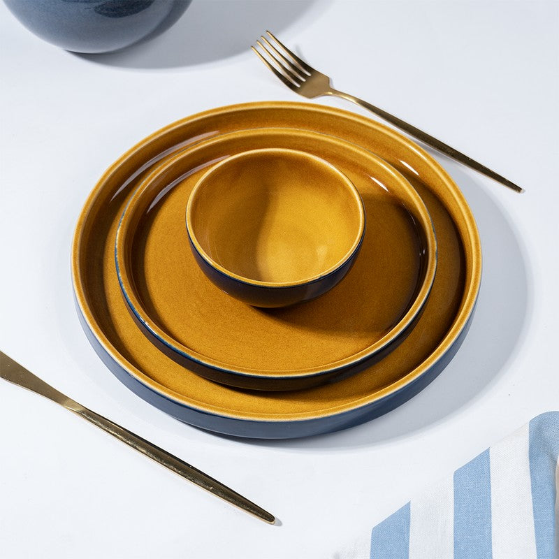 Golden Ceramic Dinner Set (Navy Blue) - 18 Piece Set media 5