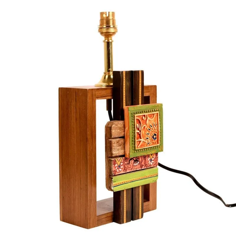 Prena Wooden Fabric Table Lamp - Multicolor media 5
