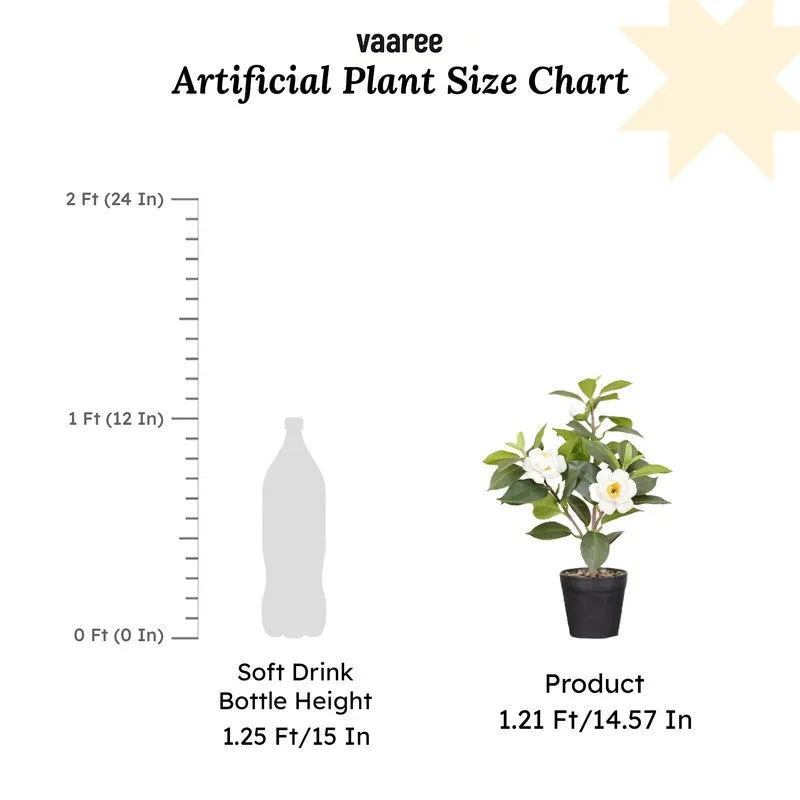 Artificial White Rose Flower Plant With Black Fiber Pot - 1.2 Feet media 7