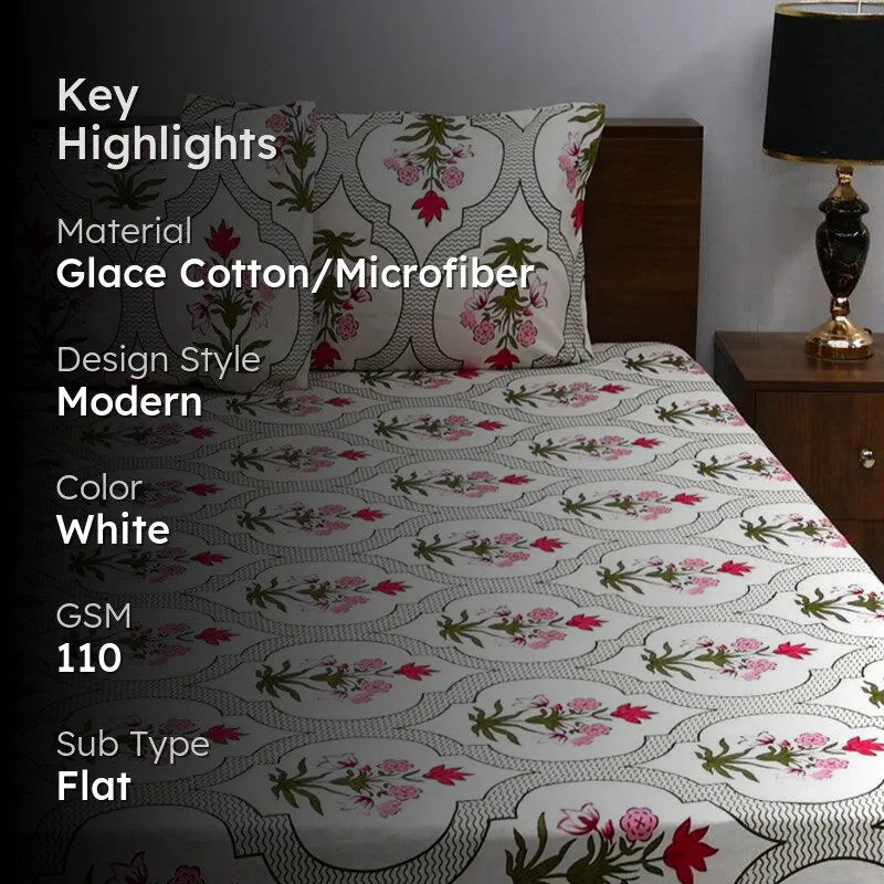 Pahal Floral Microfiber Bedsheet - 110 GSM media 2