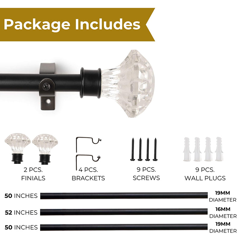 Etherea Extendable 1" Single Curtain Rods With Urn Finial & Brackets (White) media 5
