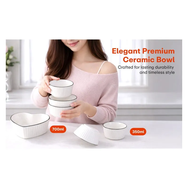 Rioware Grain Touch Ceramic Serving Bowls (700/350 mL Each) - Set of Five media 12