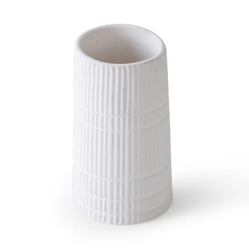 White Ridge Textured Ceramic Vase media 7
