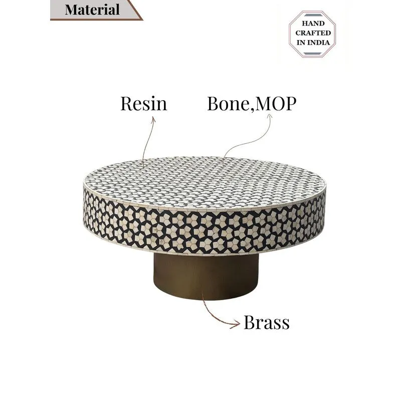 Rune Bone Inlay Round Center Table - Black,White media 8