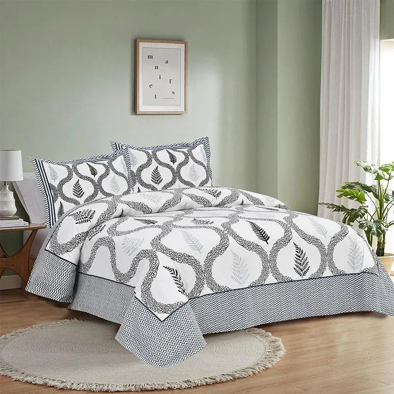 Moneem Printed Cotton Bedsheet (Grey) - 180 TC media 1