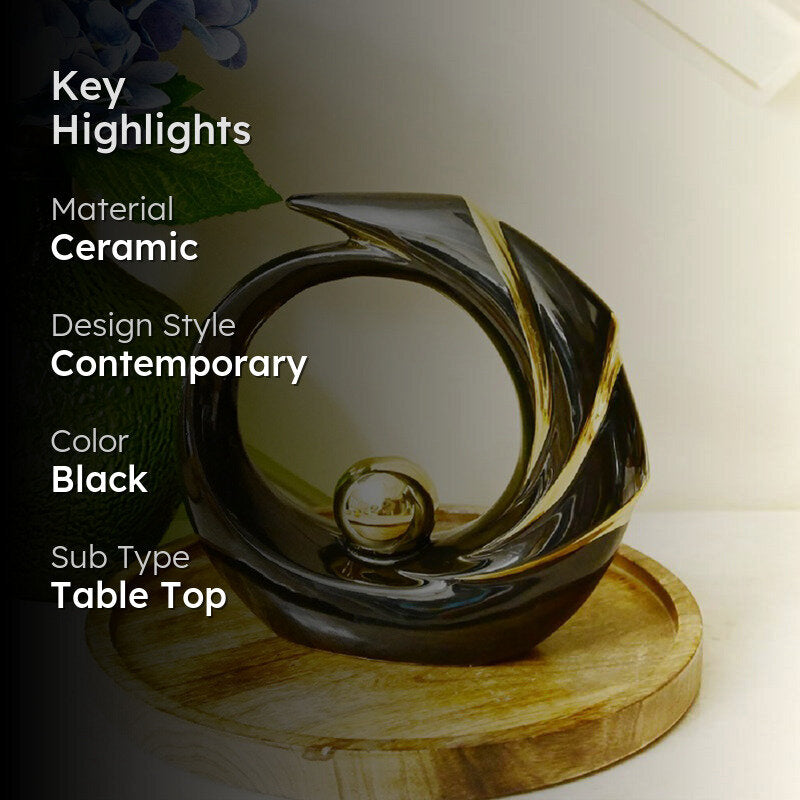 Orvix Luxe Curve Decorative Showpiece - Black media 2