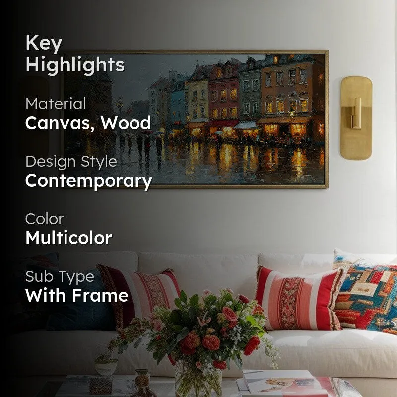 Rainlit Streets Canvas Wall Painting With Frame media 2