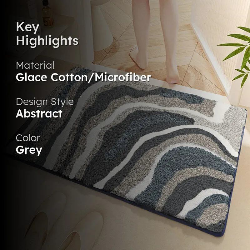 Wavy Whirls Microfiber Bath Mat - Grey media 2