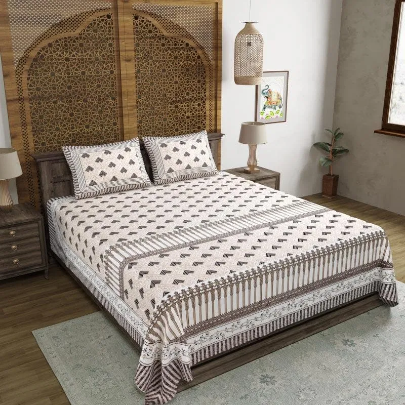 Lux-Raven Cotton Bedsheet (Brown) - 260 TC media 1